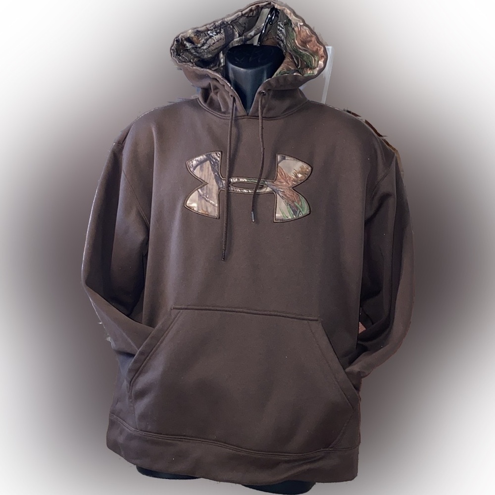 UNDER Armour Men's Hoodie Sweatshirt  Brown Realtree Camo Storm Loose (Medium)